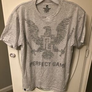 Perfect Game Baseball light heather grey t-shirt. Adult small. Brand new